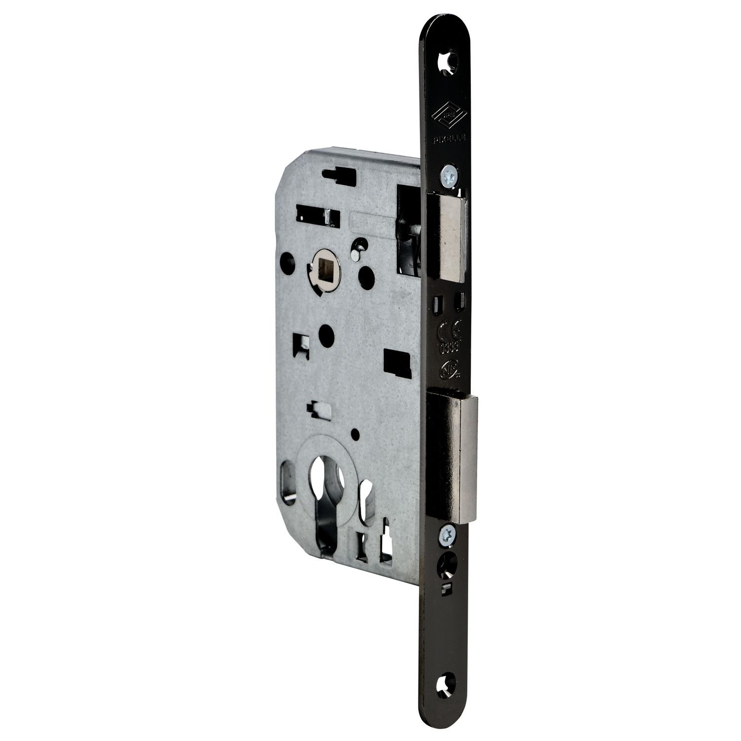 Cerradura PIXELLE, cerrojo de 50 mm, placa frontal de acero negro