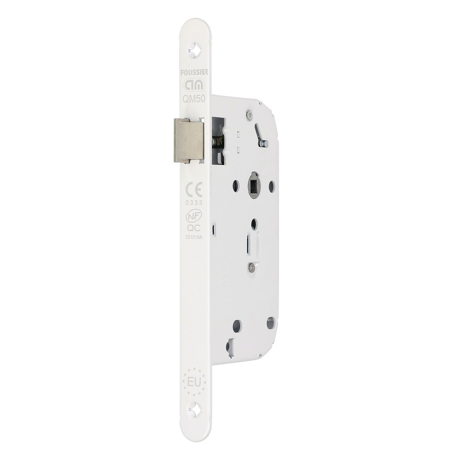 Eje de bloqueo 50 mm NC + QC Placa frontal blanca, seguidor de 7 mm