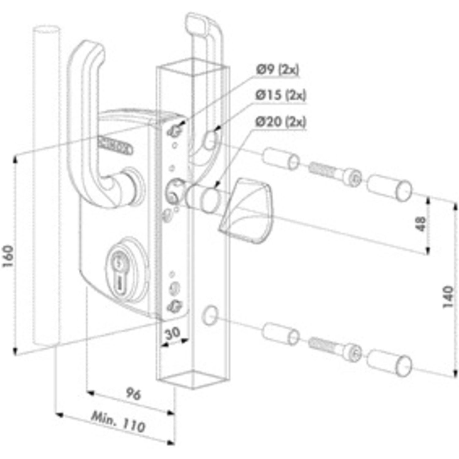 Cerradura de puerta corredera LSKZ - Verde RAL 6005