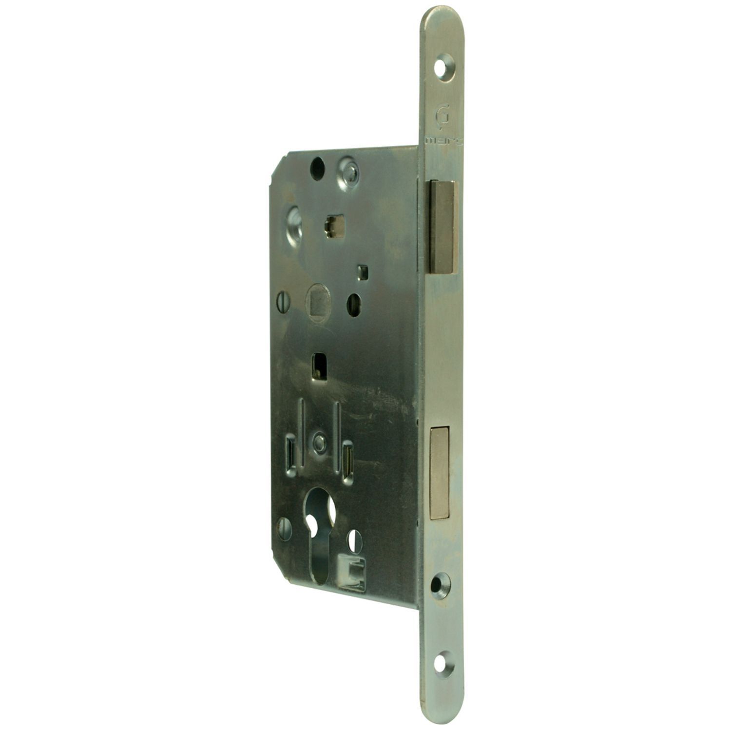 Cerradura de placa frontal zincada cepillada