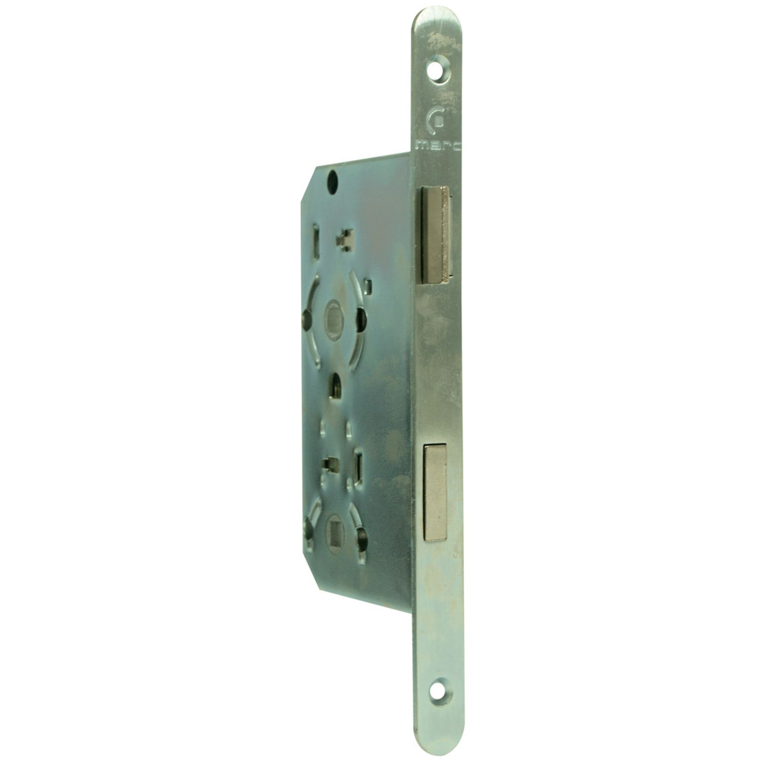 Cerradura de placa frontal zincada cepillada