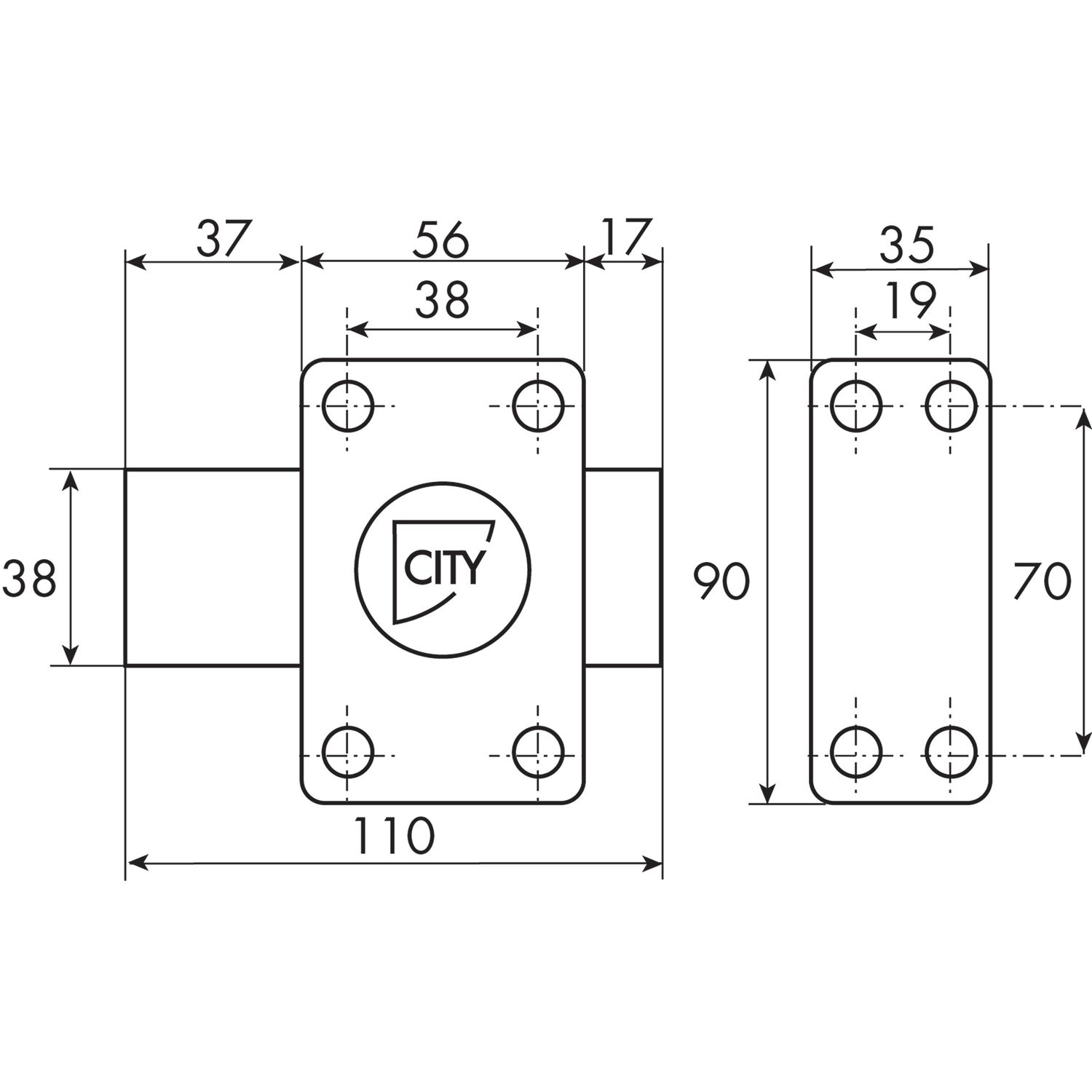 CITY LOCK 25 END CYL45MM Nø5504 3C