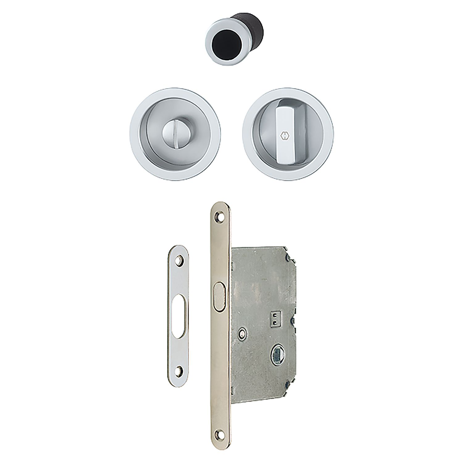 Juego para puerta corredera de aluminio con roseta redonda