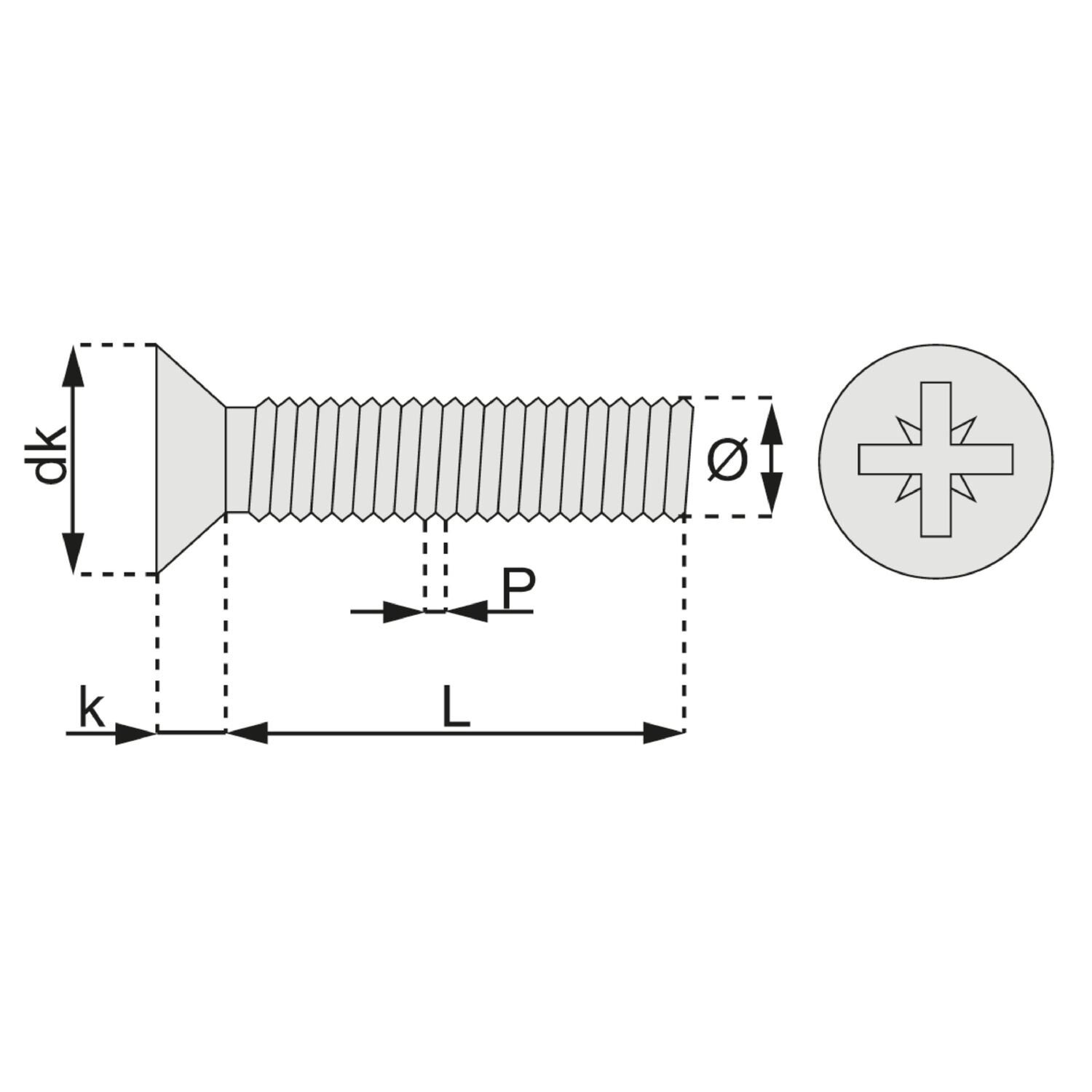 Tornillos metálicos avellanados Pozidriv
