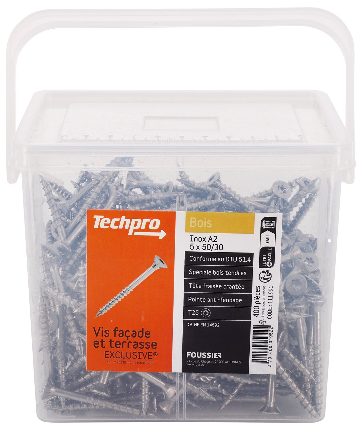 Exclusivos tornillos avellanados planos de cabeza torx para terrazas y fachadas