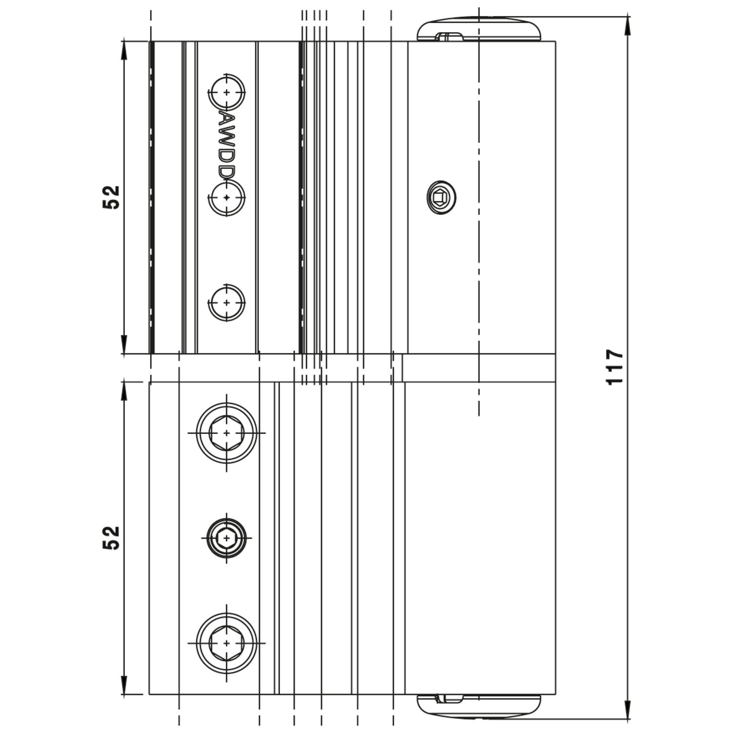 Bisagra para puertas bivalvas Velox
