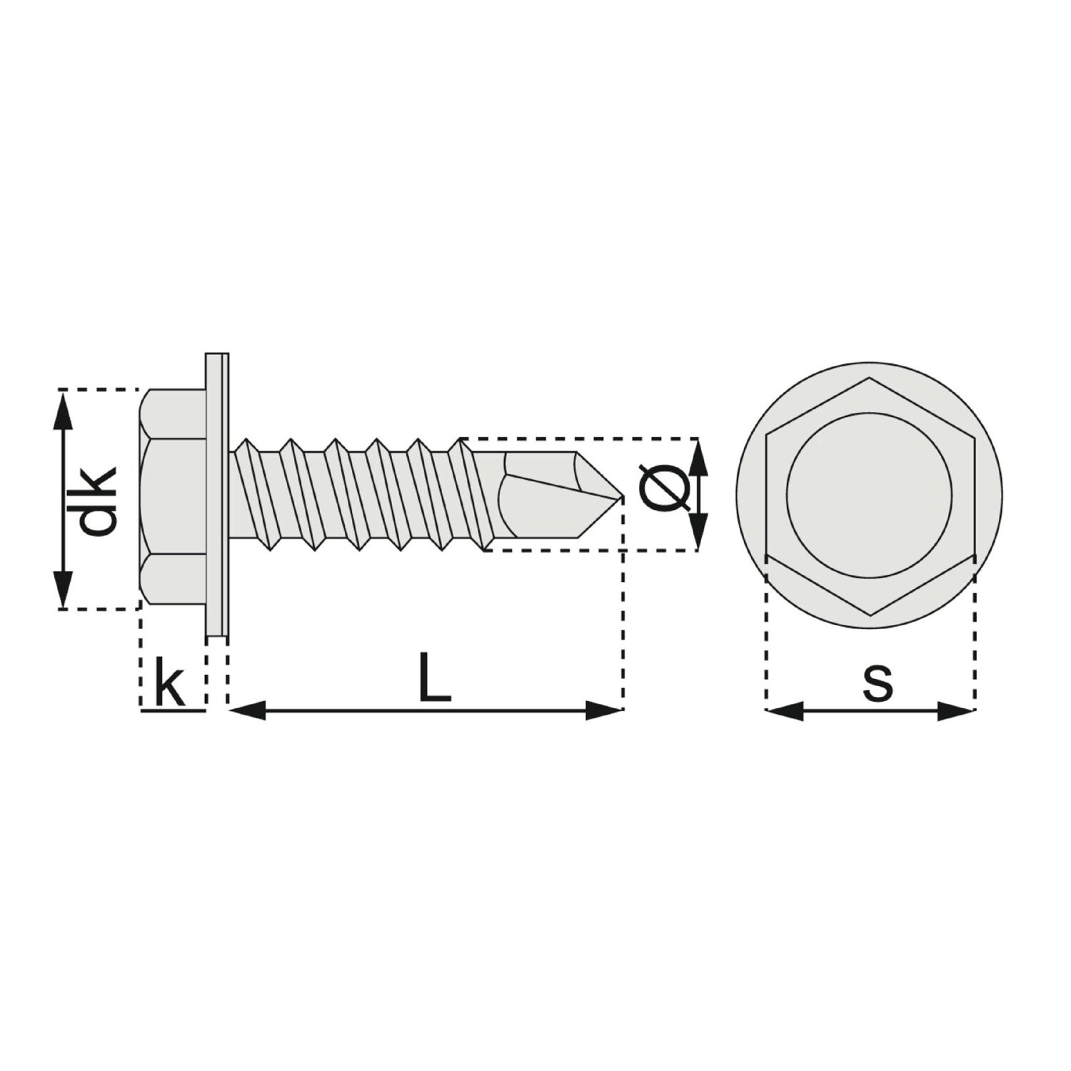 Tornillo autoperforante de cabeza hexagonal con base dentada