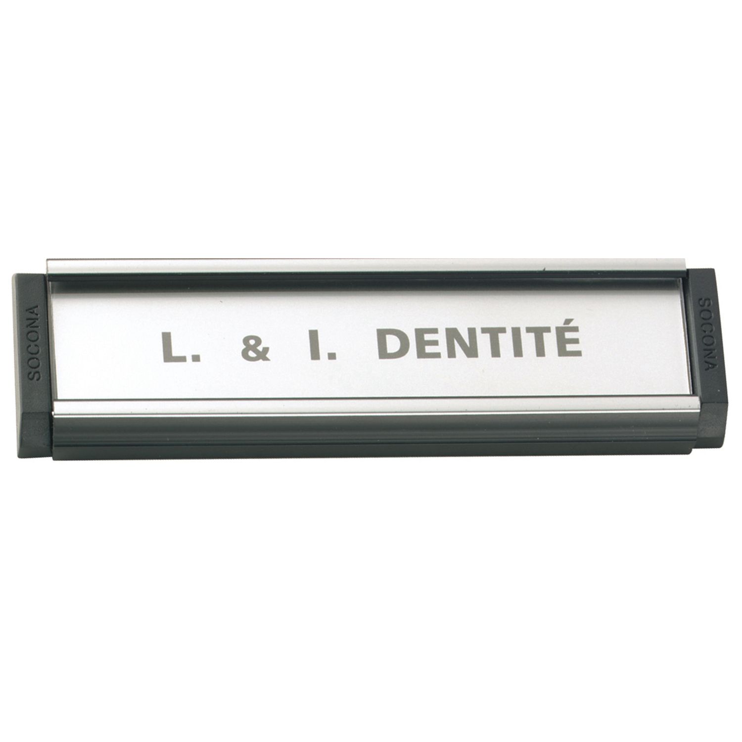 PLACA DE IDENTIDAD PLATEADA