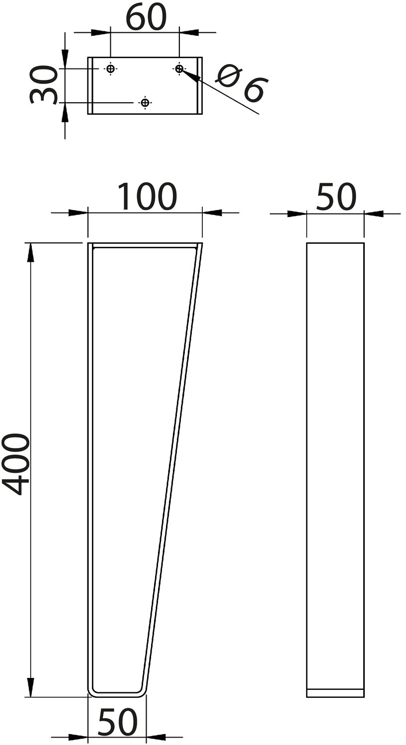 SOPORTE METÁLICO PLANO ACERO NEGRO H400
