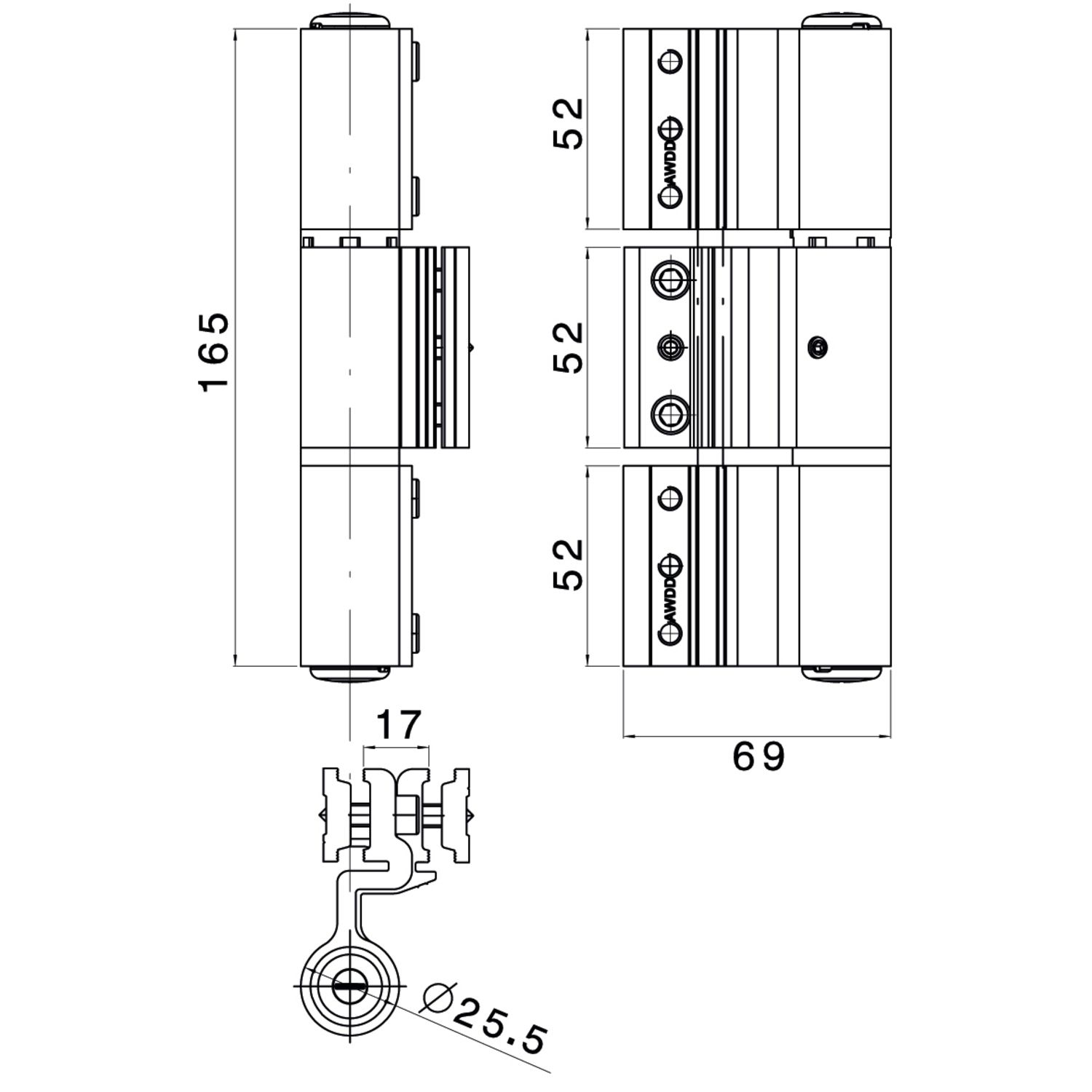 Bisagra para puertas bivalvas Velox