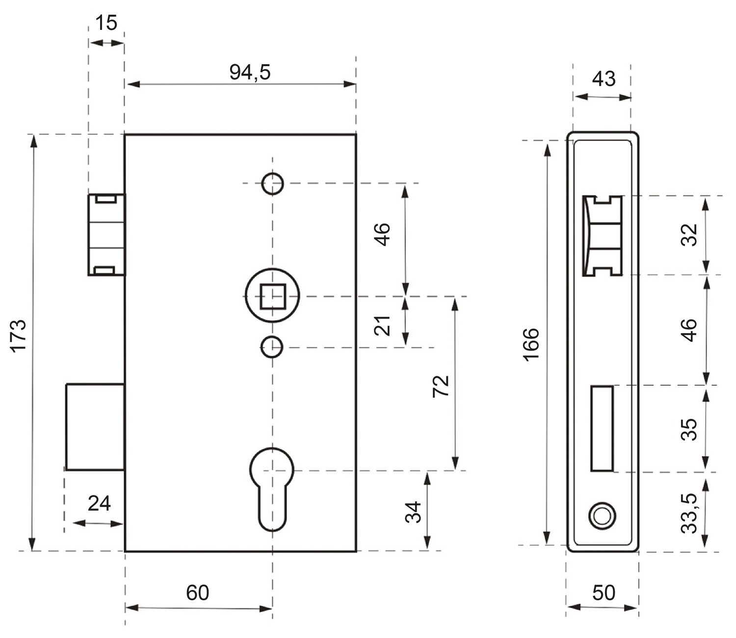 Cerradura y caja soldadas para puertas y vallas