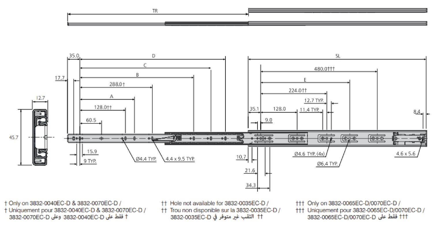 Guía telescópica DZ 3832 EC-D