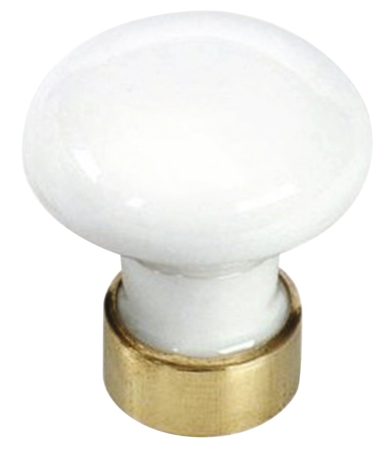Pomo de porcelana Base de latón pulido - Pomo blanco