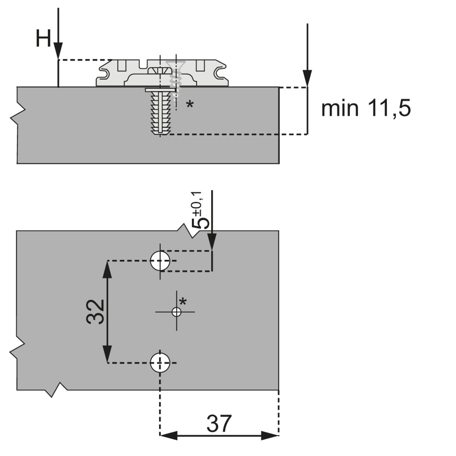 Base en cruz con ajuste excéntrico y muñón Expando Ø 5 mm