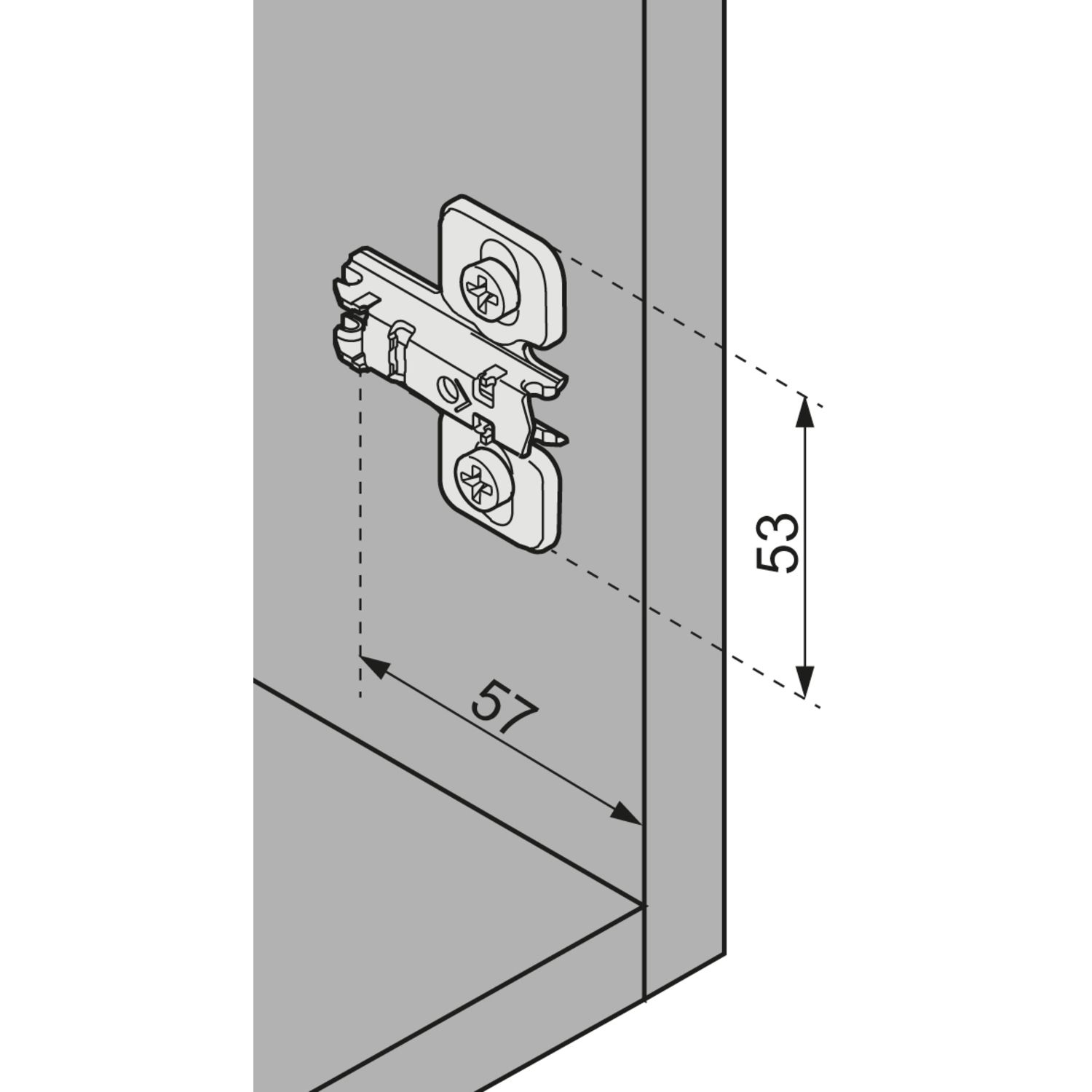 Base transversal montada con tornillos Euro Ø 6 mm