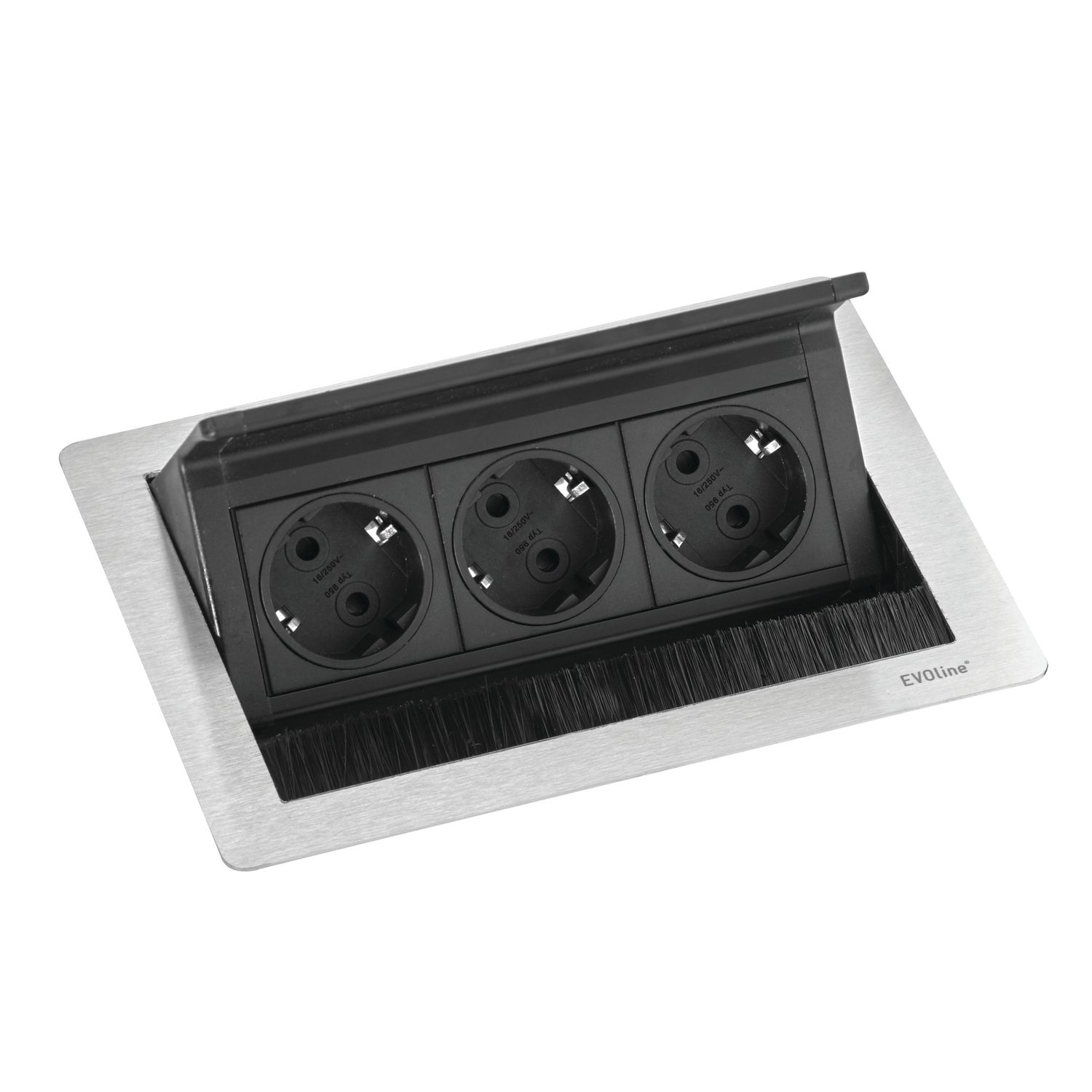 3-SOCKET FLIPTOP PUSH ACERO INOXIDABLE+B
