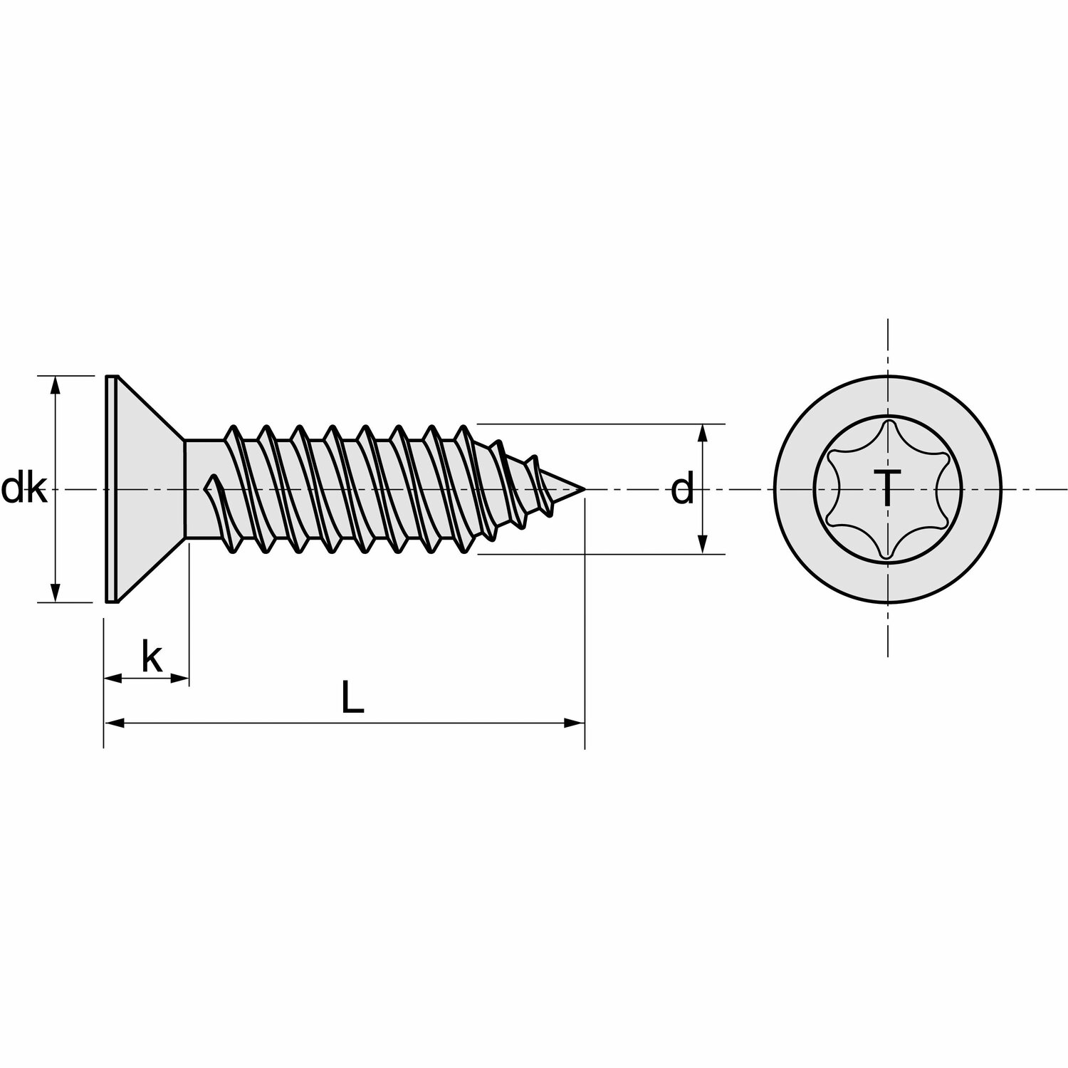 Tornillo de cabeza avellanada torx
