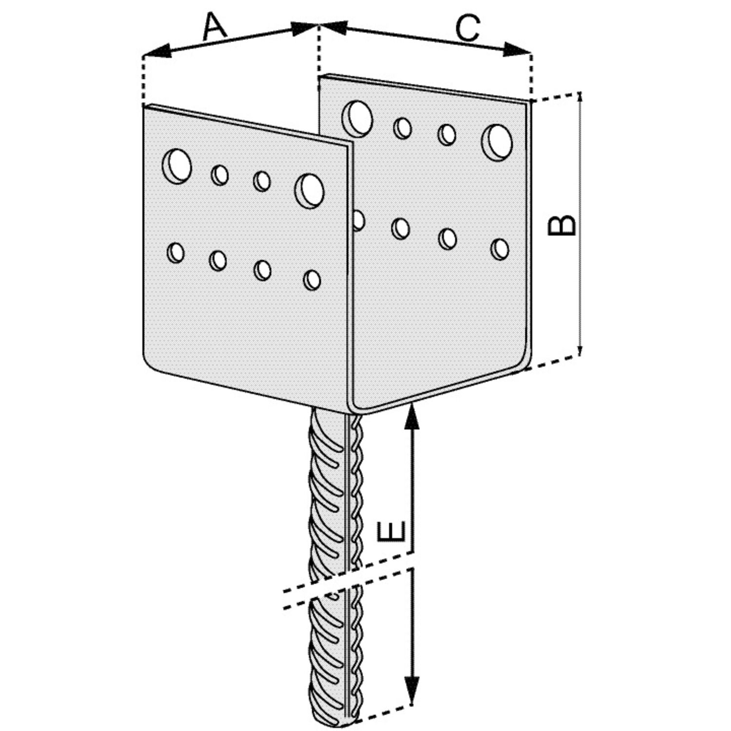 BASE DE POSTE EN FORMA DE U DE 70X126,5X