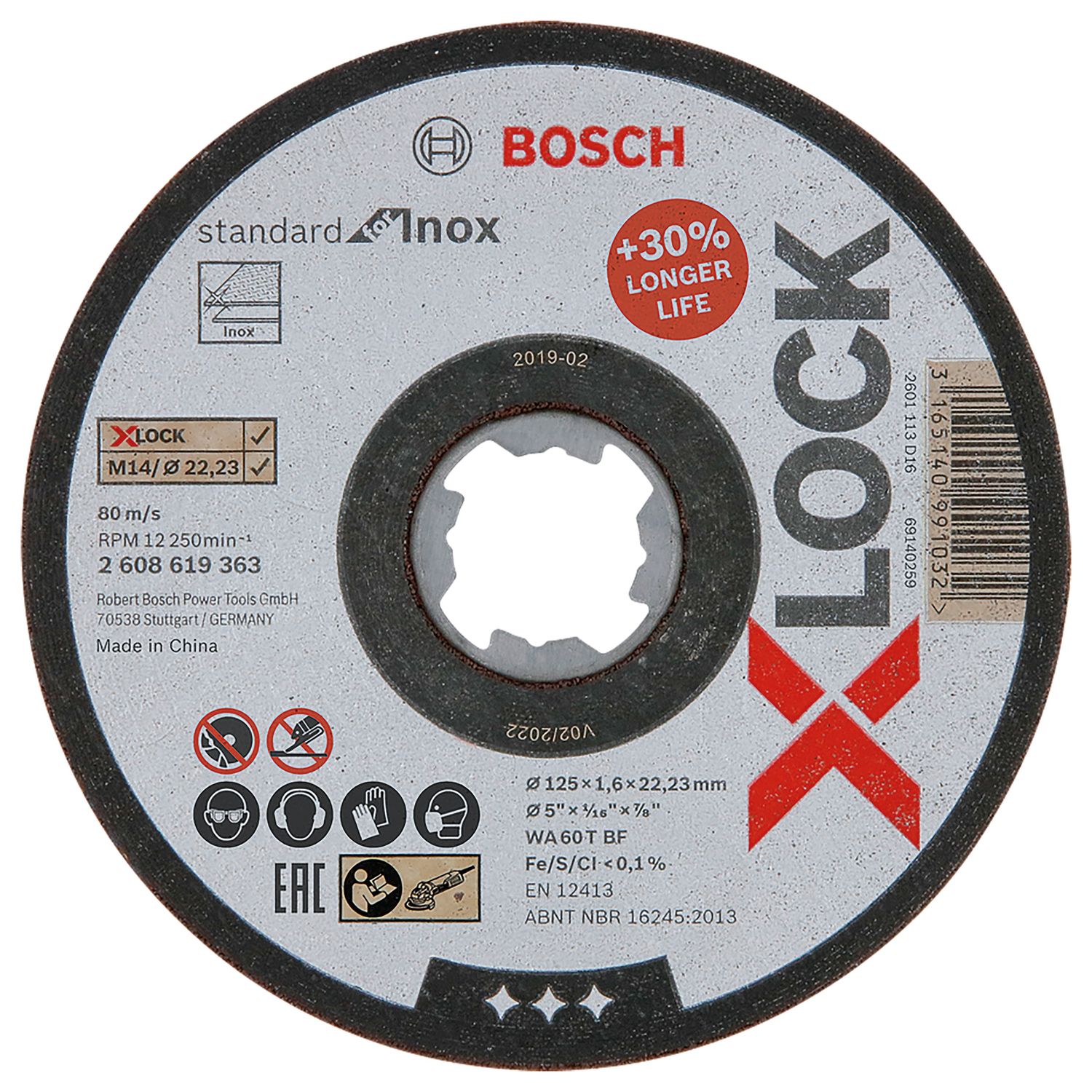 Disco de corte estándar de acero inoxidable X-LOCK