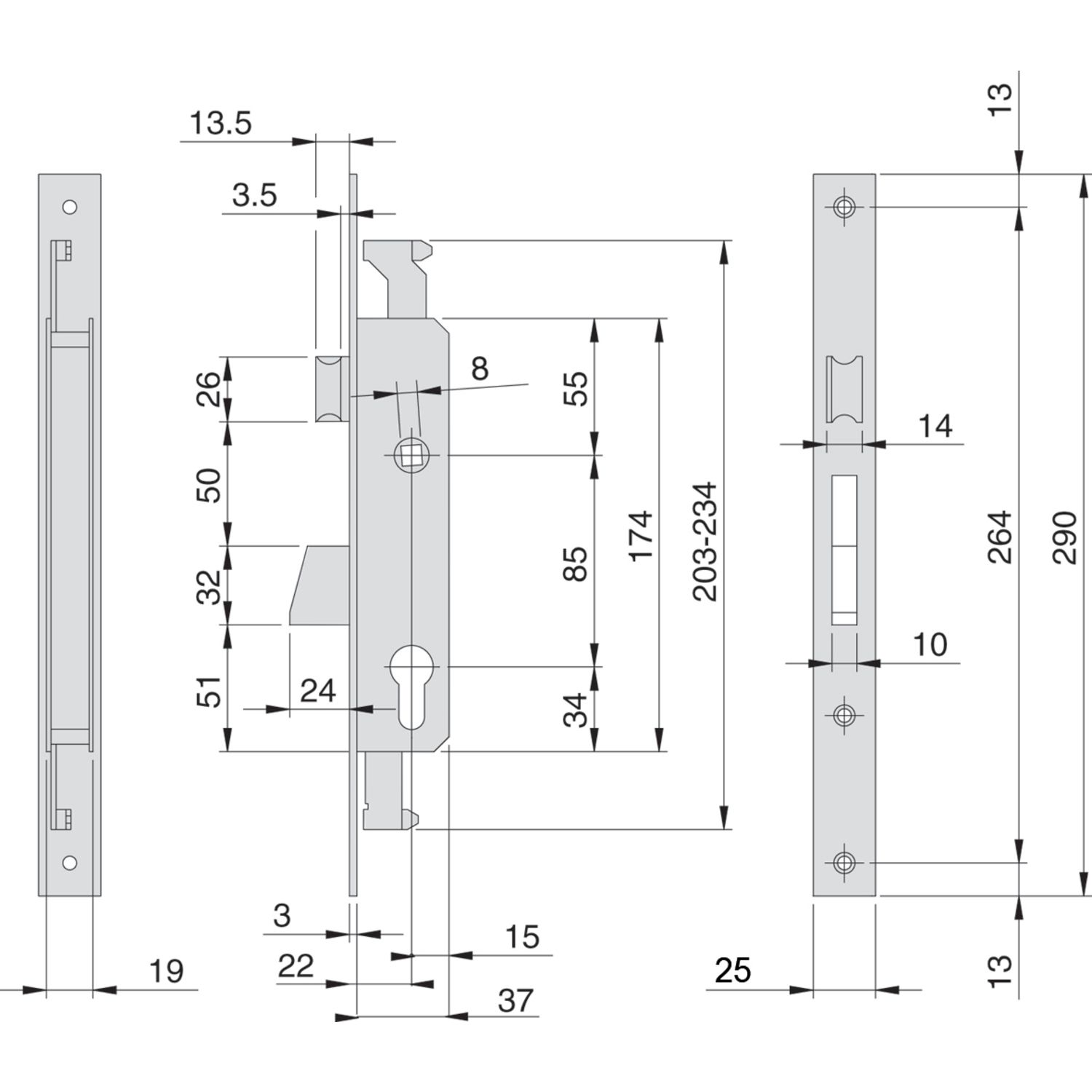 ELECTA 85MM TP 25X3 EA22 CERRADURA MULTI