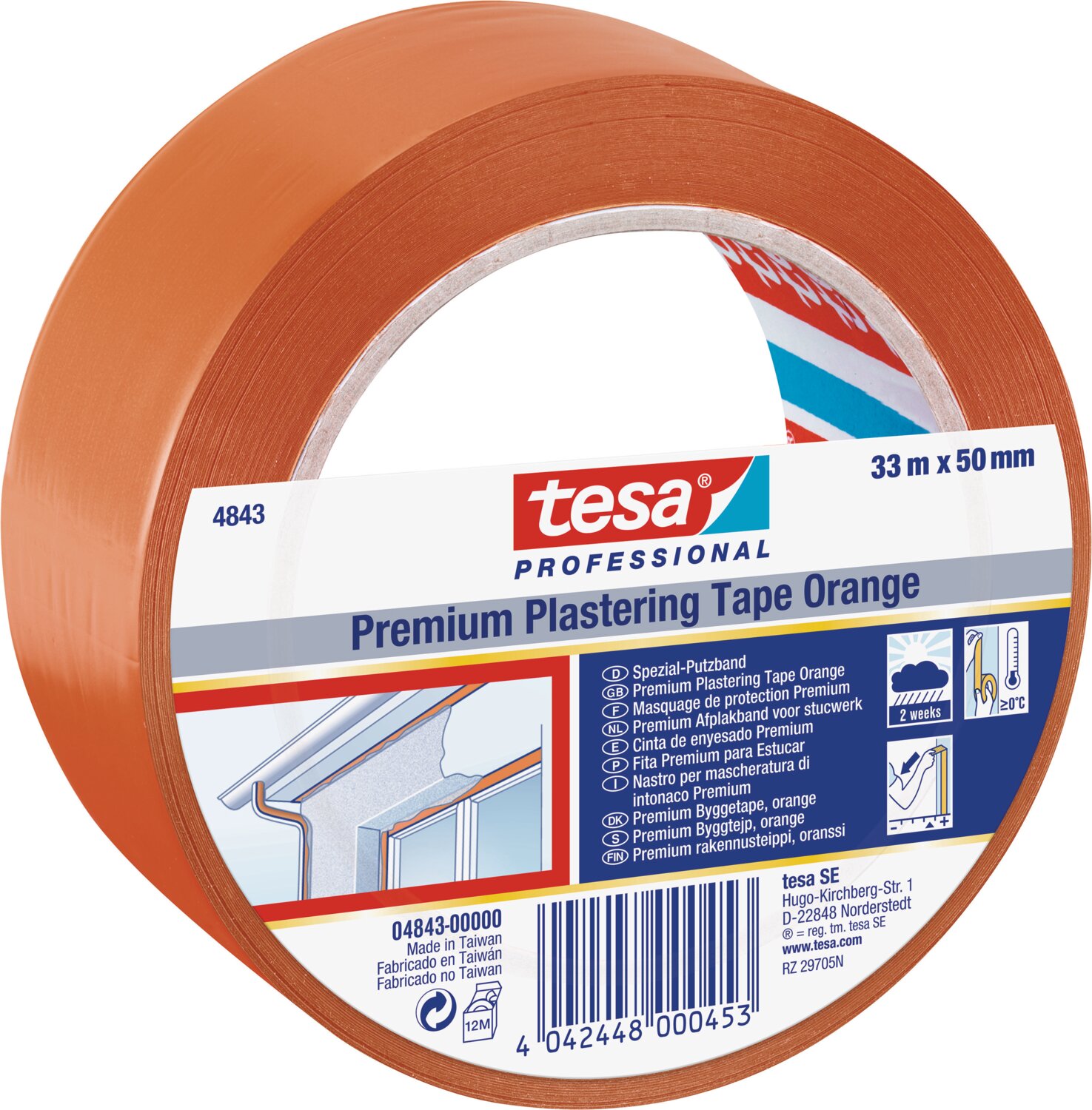 Cinta adhesiva de PVC naranja 33mx50mm