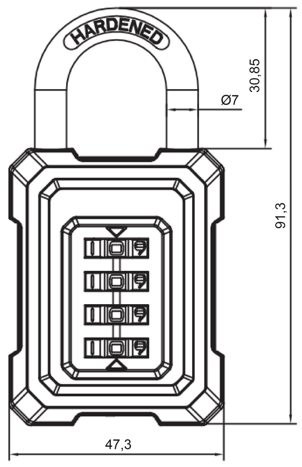 CANDADO ZAMAK CÓDIGO 4RLX TECHPRO