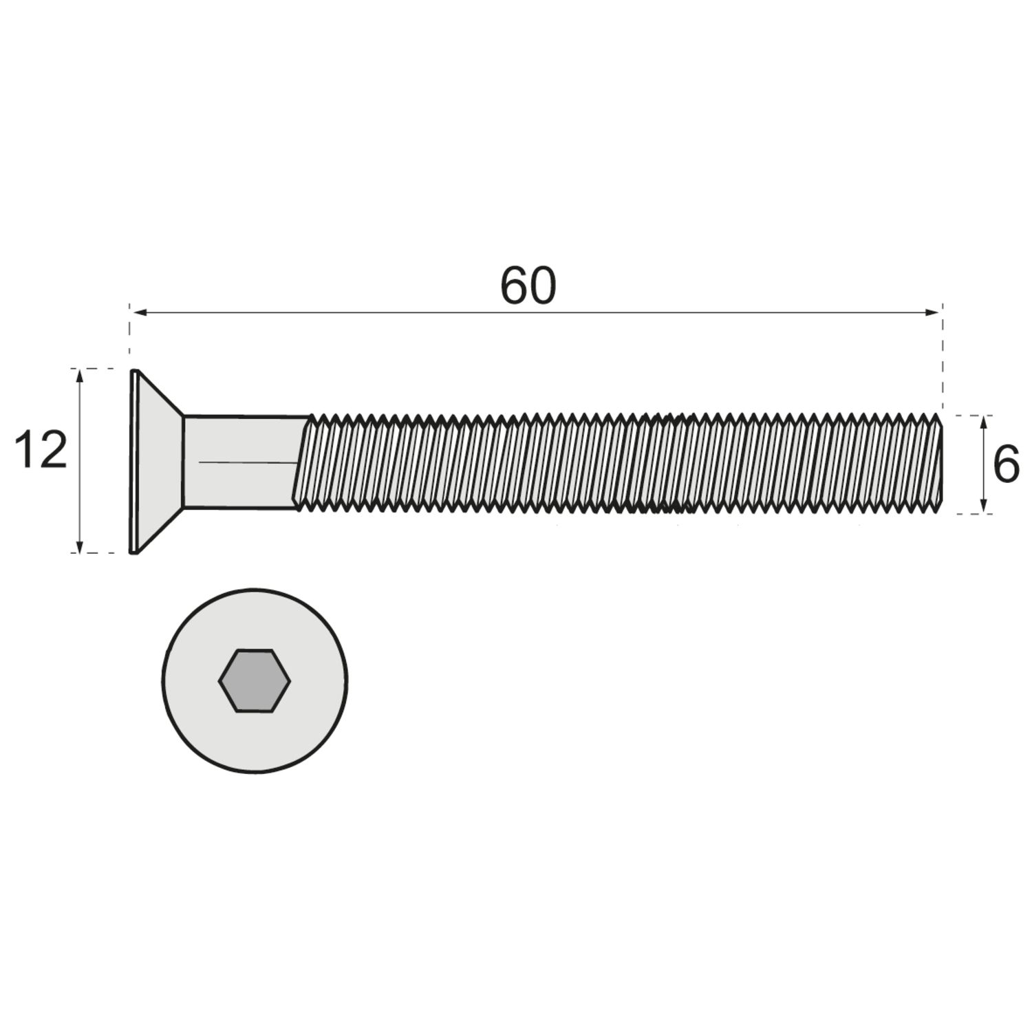 TORNILLO CABEZA PLANA M6 ACERO X100