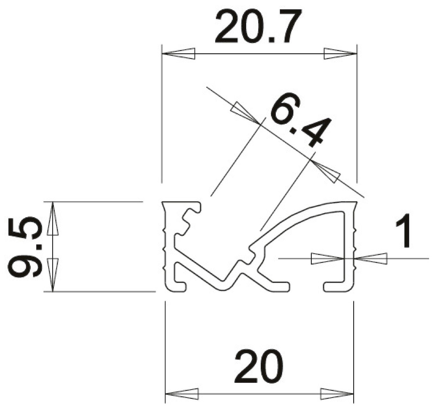 Perfil de aluminio Blade-In con difusor