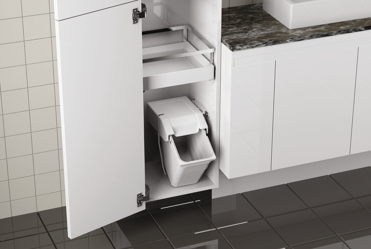 PAPELERA BASCULANTE BLANCA 8L + TAPA BAÑ