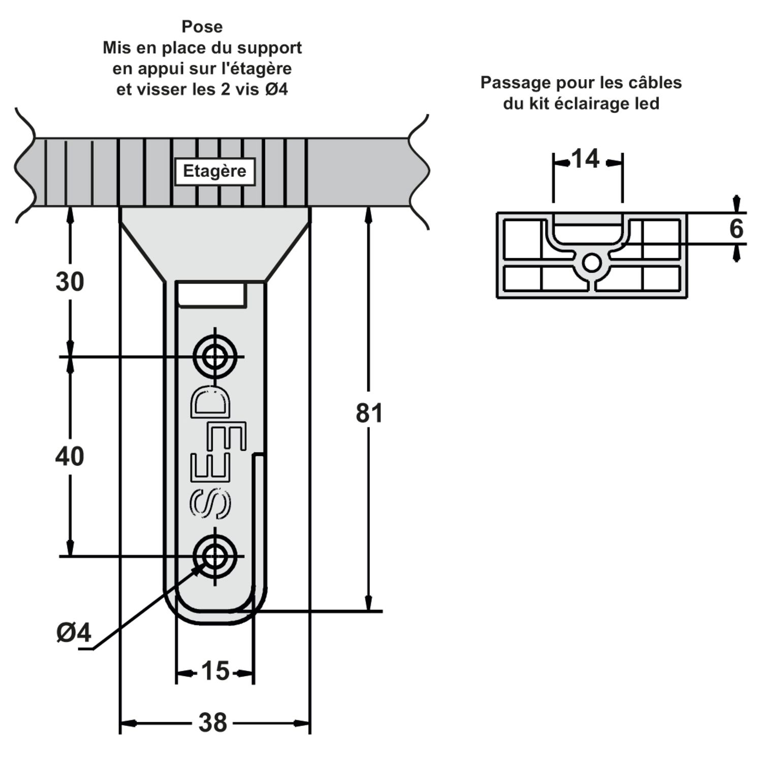 SOPORTE FINAL F/TUBO ALU 34X15 PAR