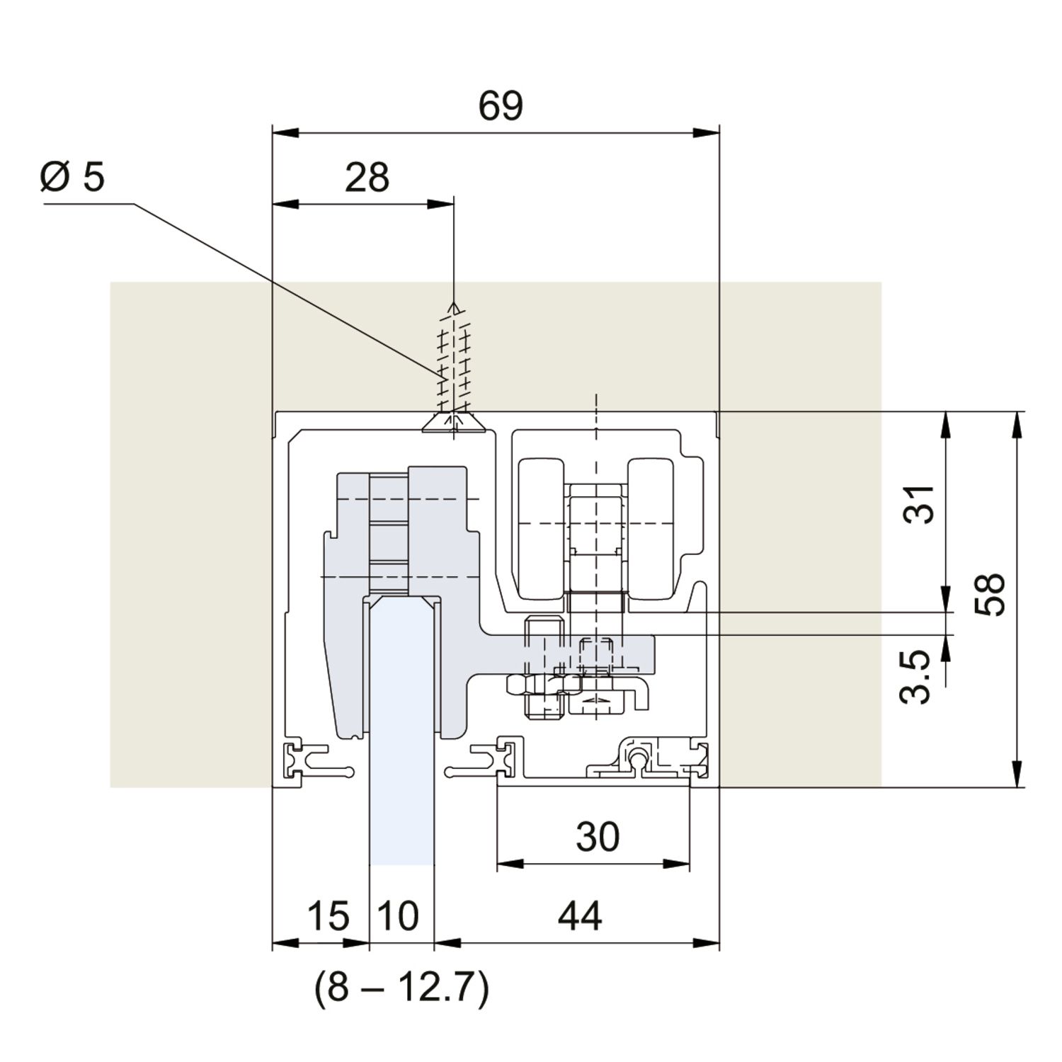 ALUMINIO RLT RAIL PORTA 100GW 2500MM