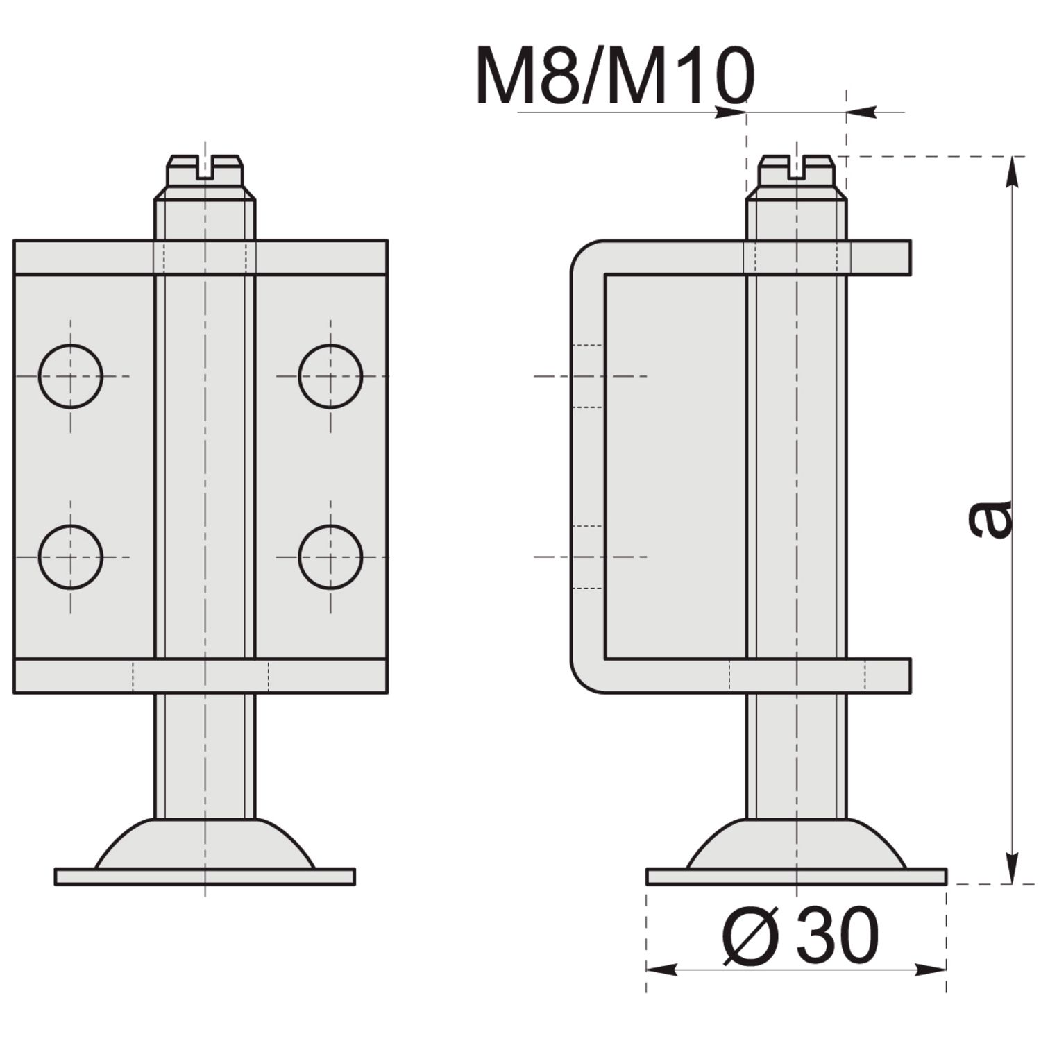 PERNO CON TORNILLO MONTADO EN ACERO ZINC