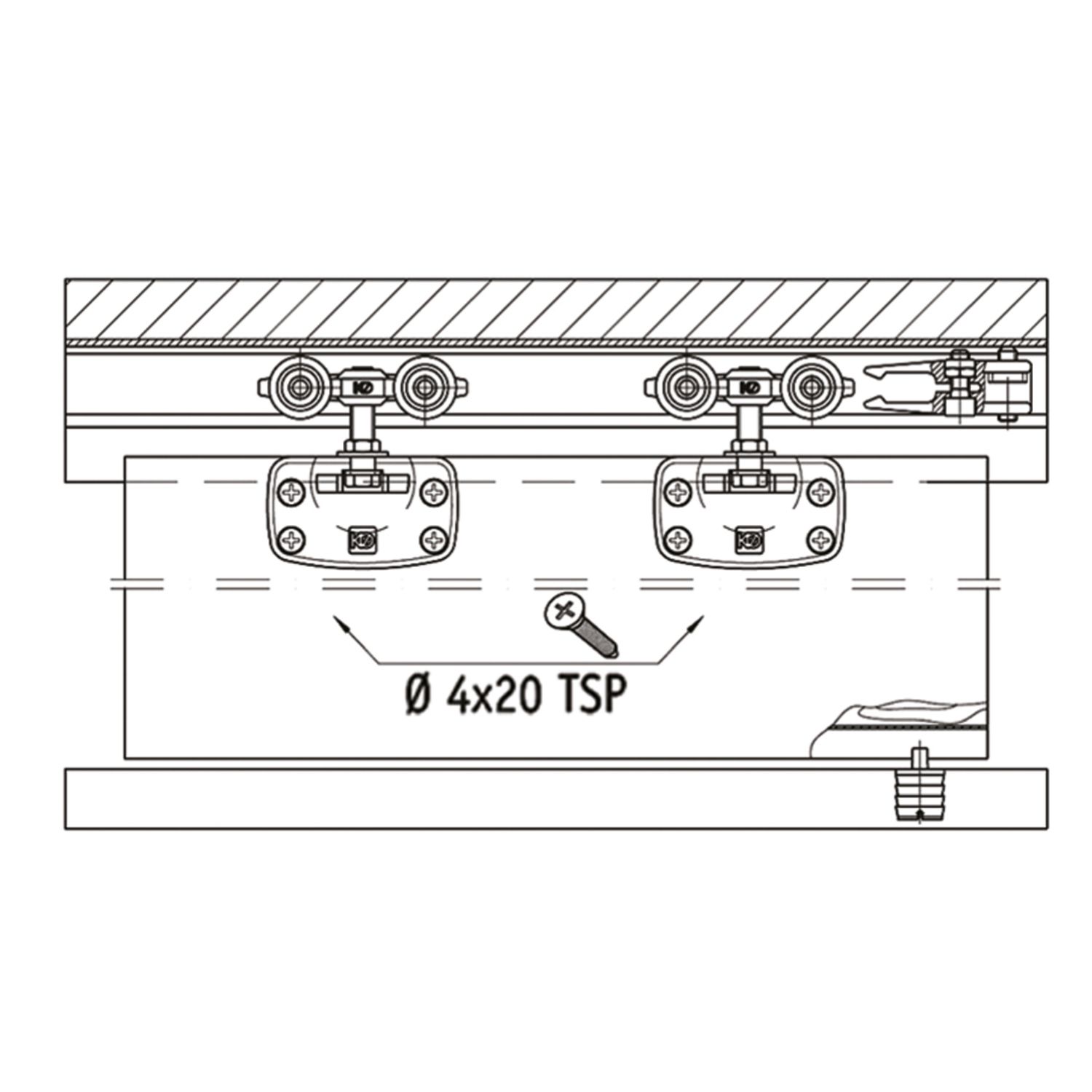 MONTAJE 80KG P/PUERTA PARA DOBLE VÍA