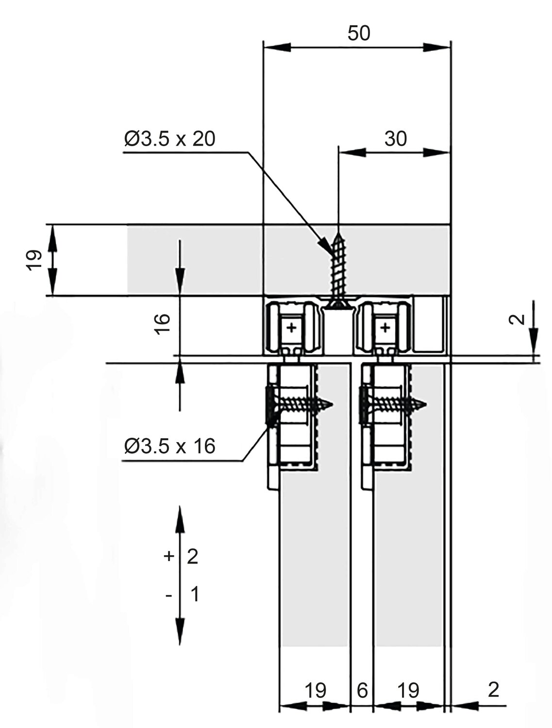 HAWA CLIPO16 2500MM CARRIL DE DOBLE PARE