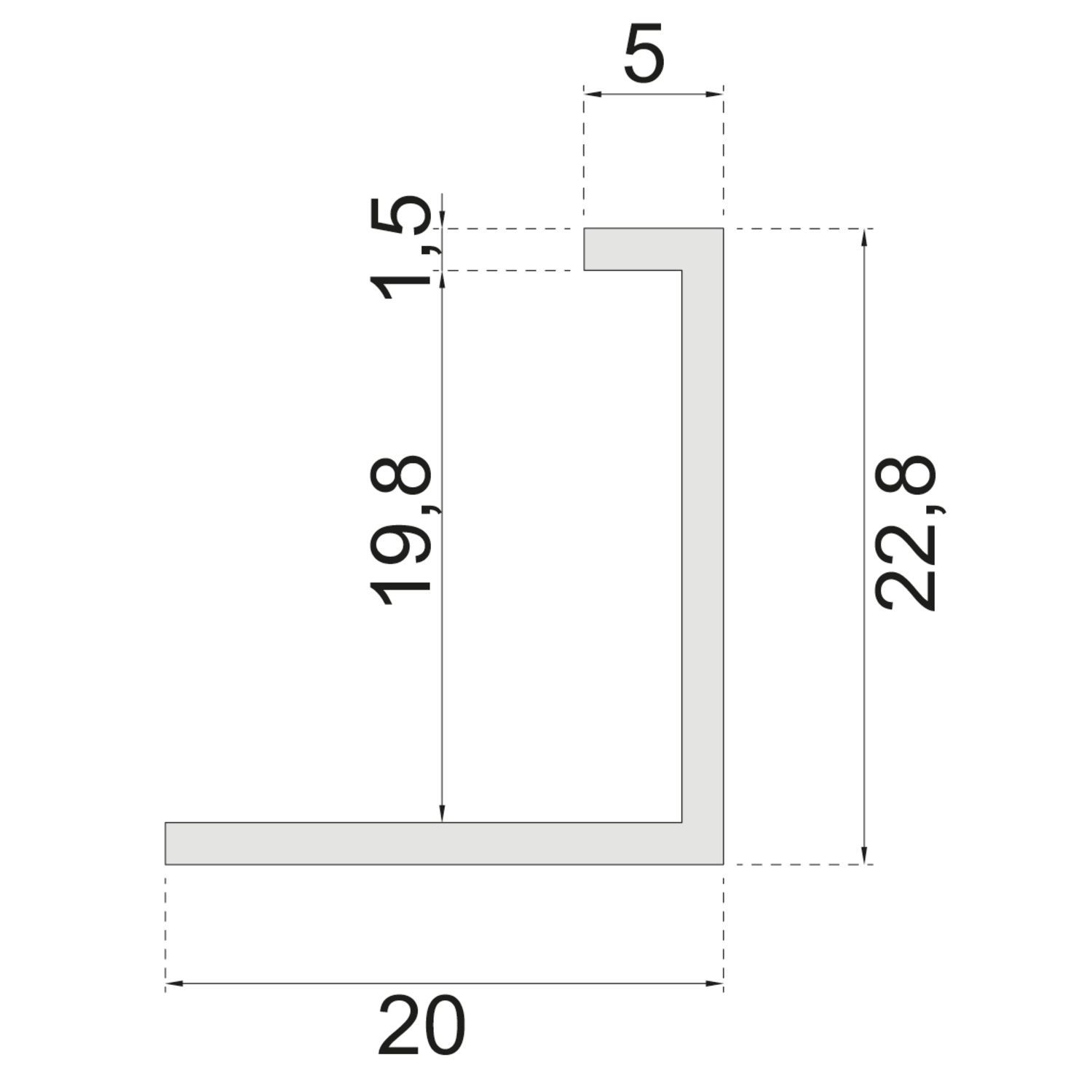 ANO PERFIL TERMINAL DE ALUMINIO DE 2,5 M