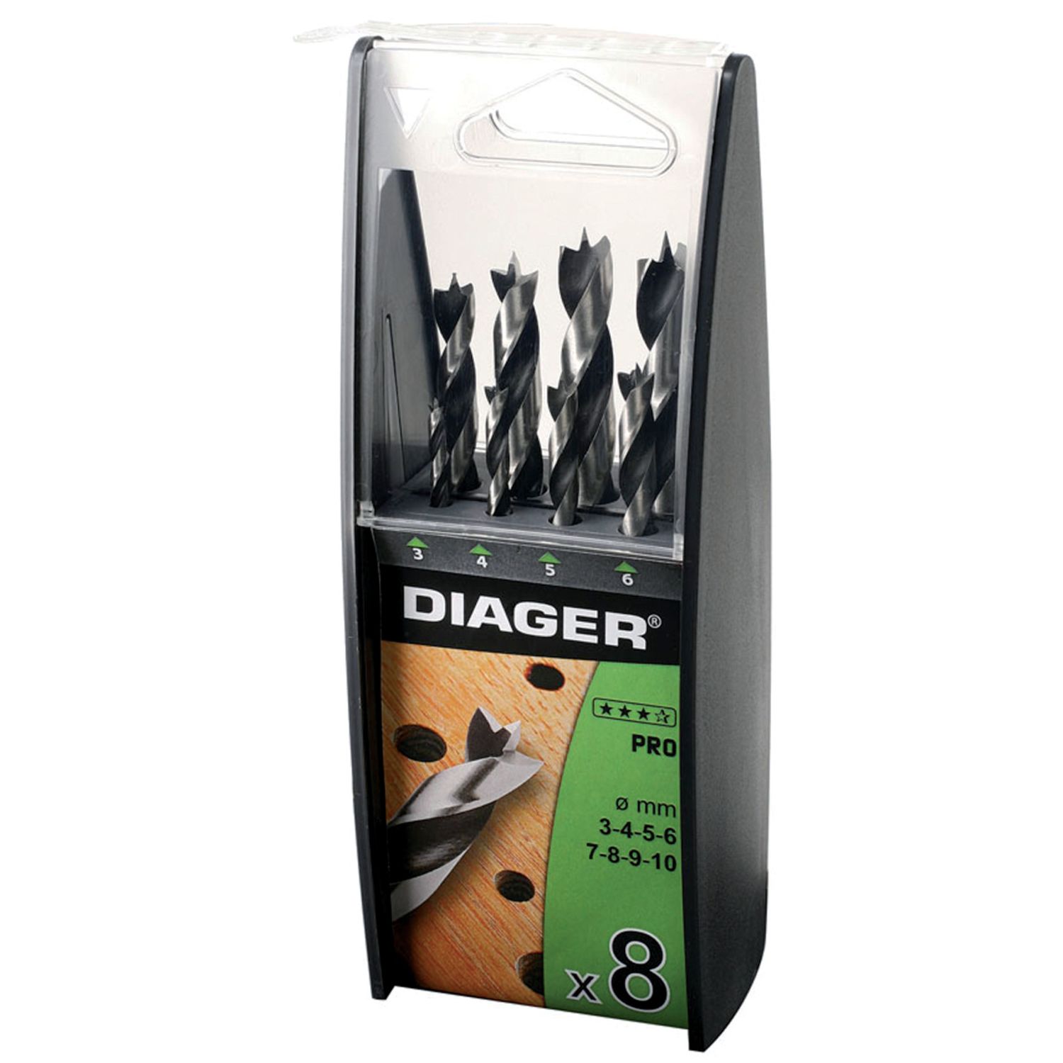 BROCAS PARA MADERA X8 EN CAJA DE PLÁSTIC