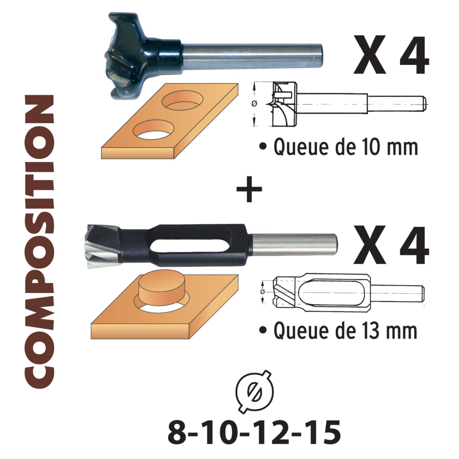 ESTUCHE DE 8 MANGOS AC.SHAPING+CORKING
