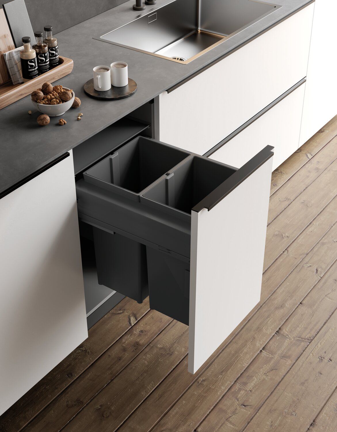 PAPELERA CORREDERA SUSPD 2X29 P-450MM OR