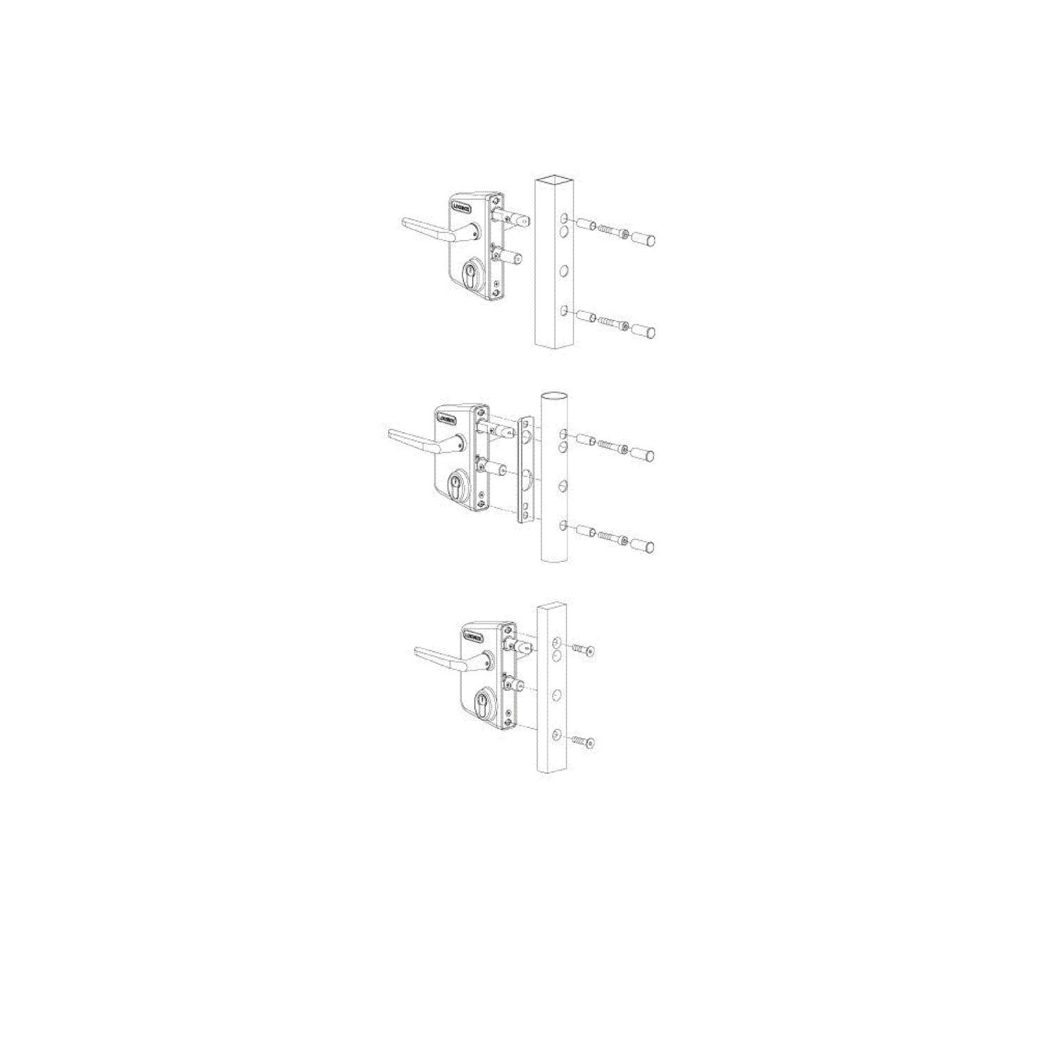 Cerradura industrial con cilindro europeo Para perfiles planos de 10 a 30 mm