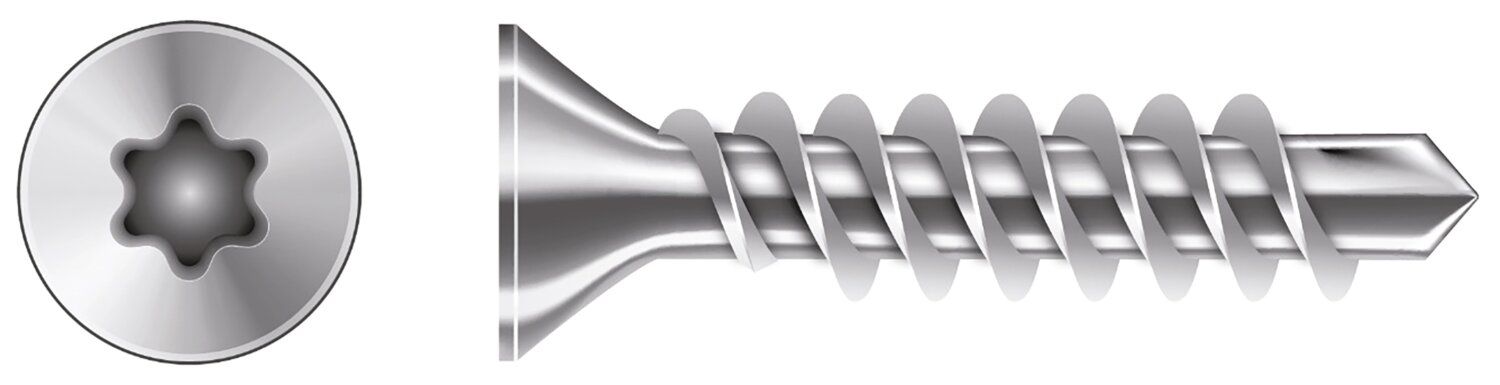 Tornillo autoperforante de cabeza avellanada Torx Acero galvanizado blanco