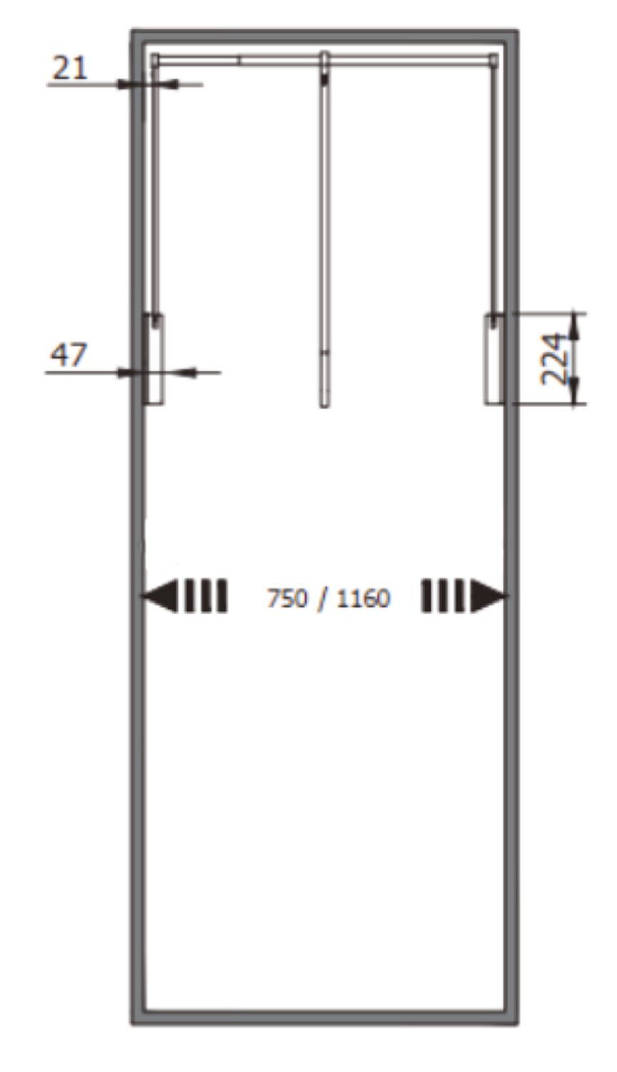 Armario doble 3T Anchura ajustable de 750 a 1.160 mm