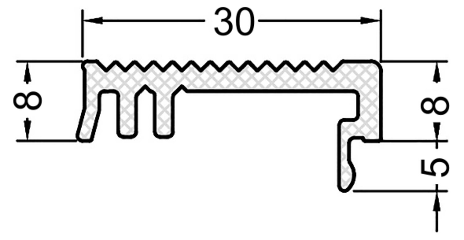 PERFIL D8 ABS NEGRO F/ASIENTO L3000MM