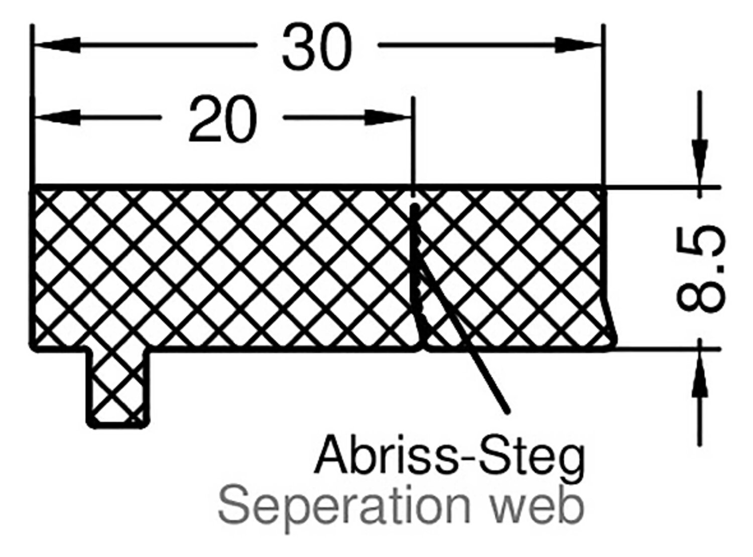 JUNTA TD8-30/20 NEGRA P/SILLA L1000MM