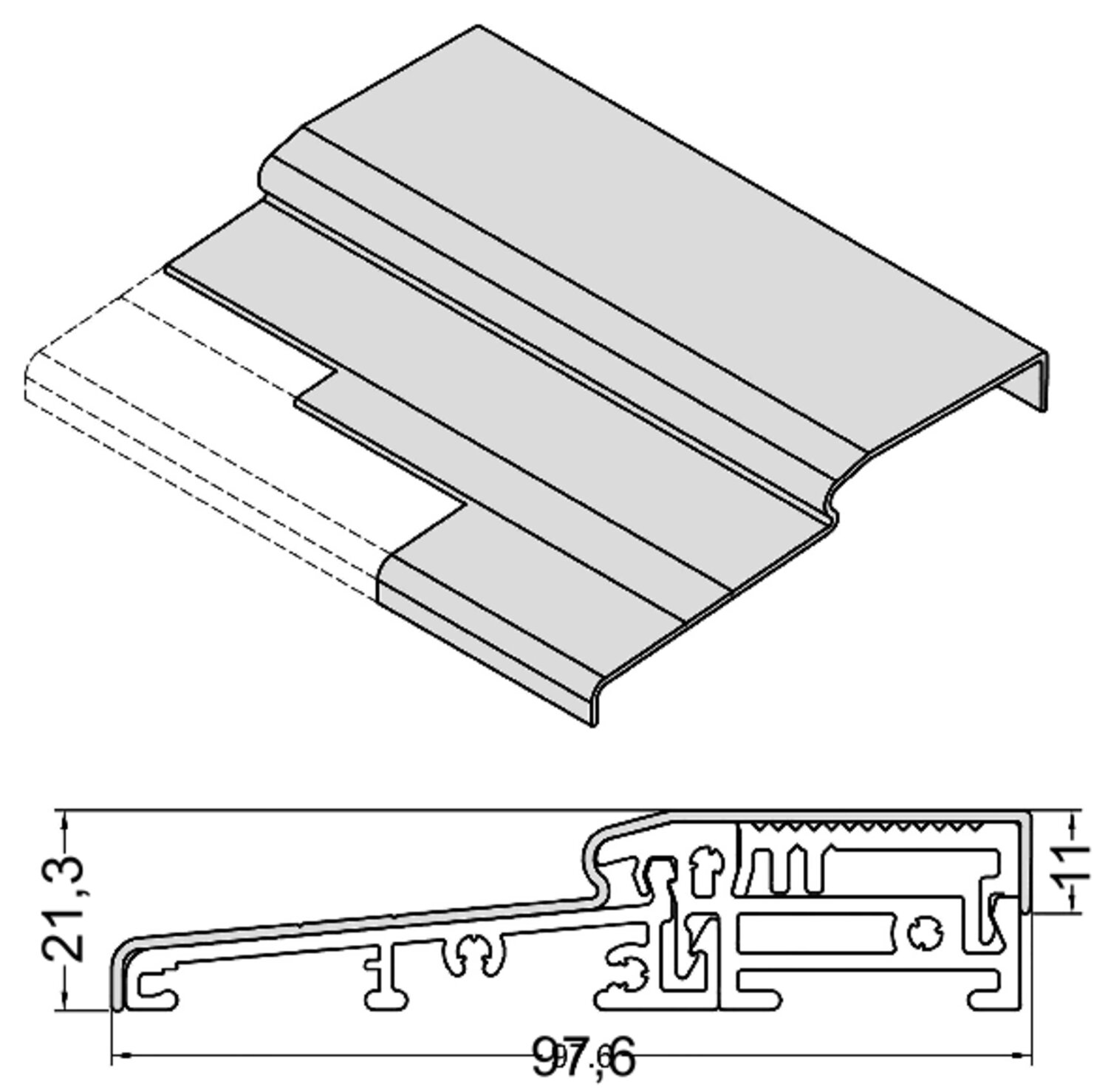 PERFIL PVC PROTE UMBRAL L1180MM WESER