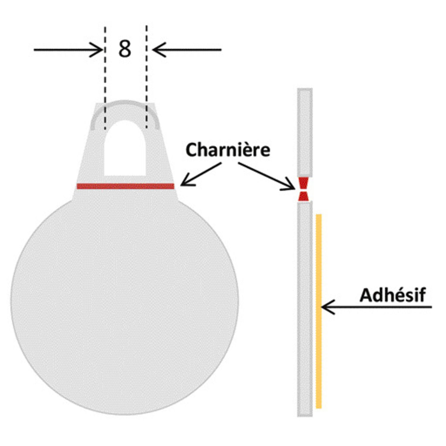 CIERRE BISAGRA ADHESIVO D45 TH2MM X20