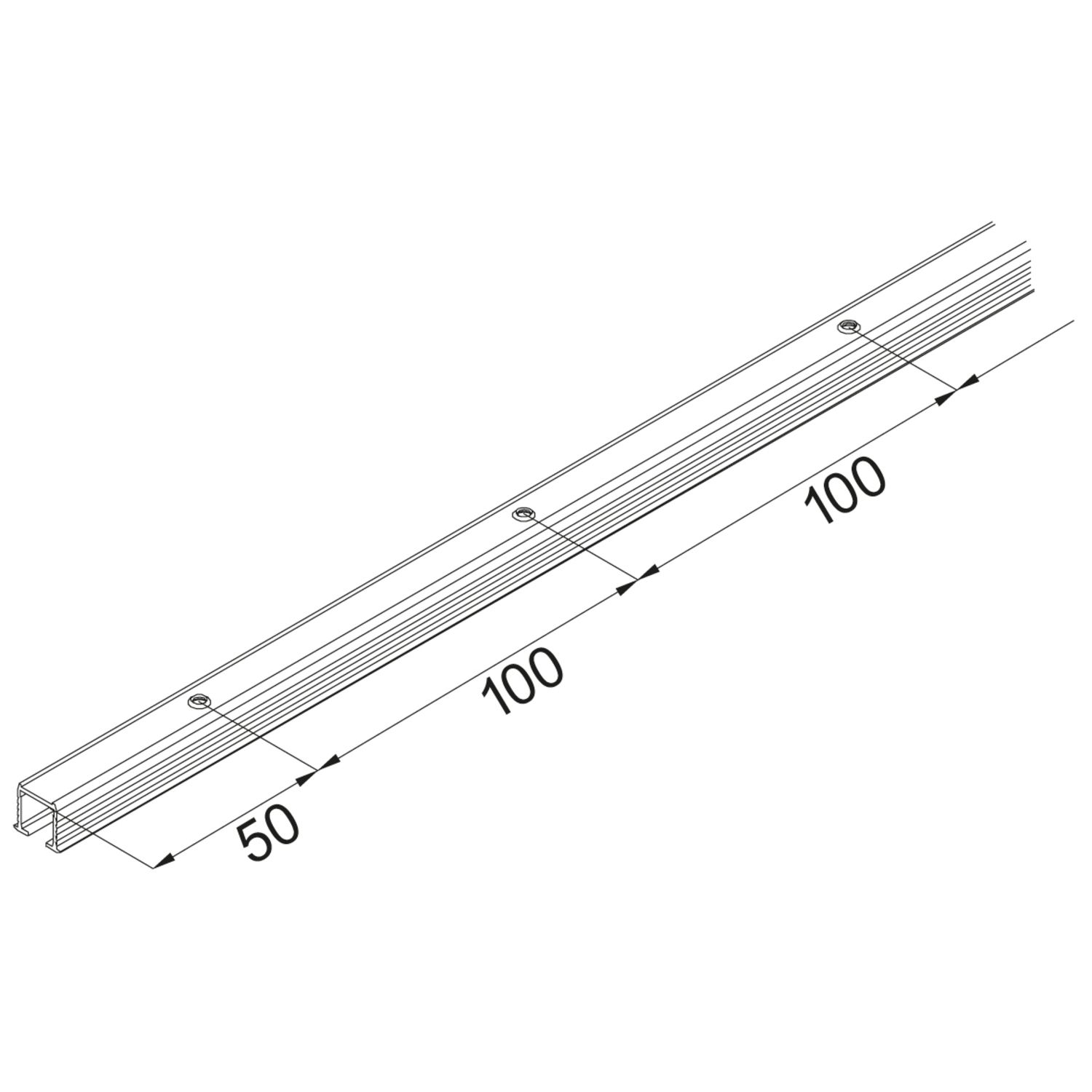 RAIL SIMP HT CLIPO 15 P.BOIS 2500MM ALU