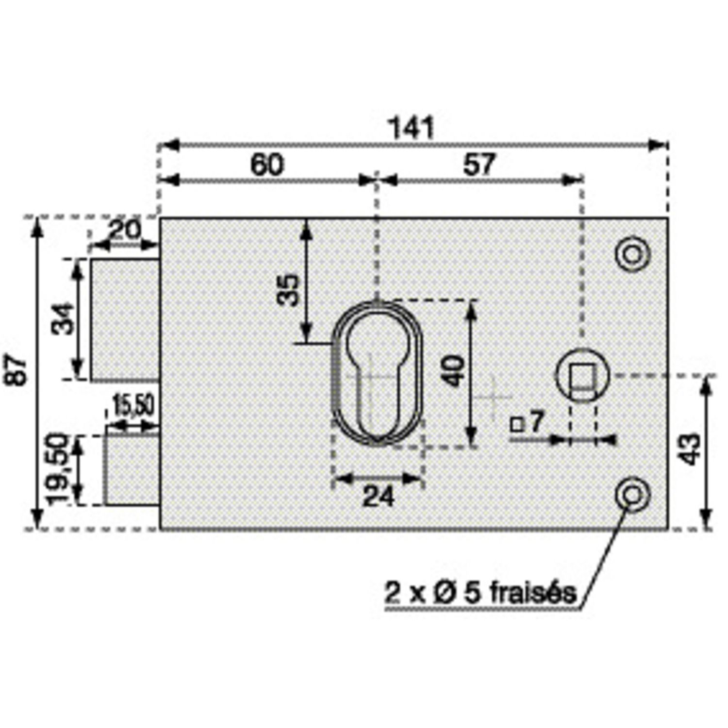 Cerradura horizontal con cilindro europeo Con banda de rodadura