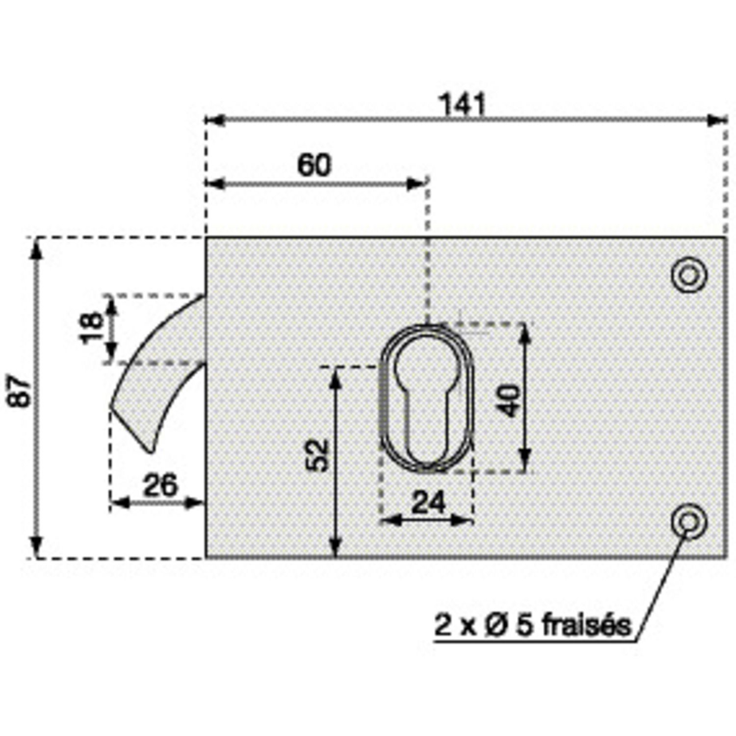 Cerradura horizontal con cilindro europeo Gancho