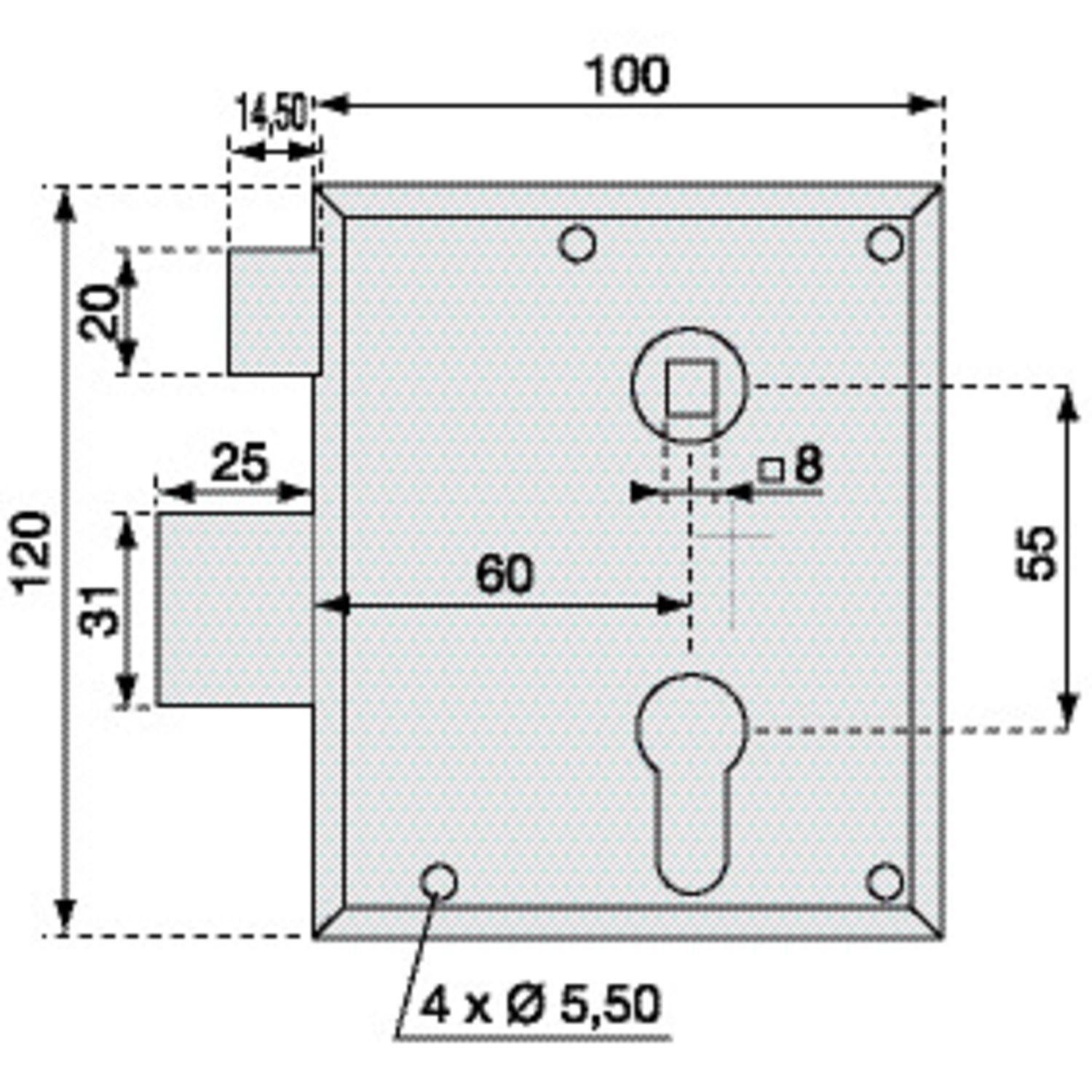 Cerradura tipo Alsacia con cilindro europeo