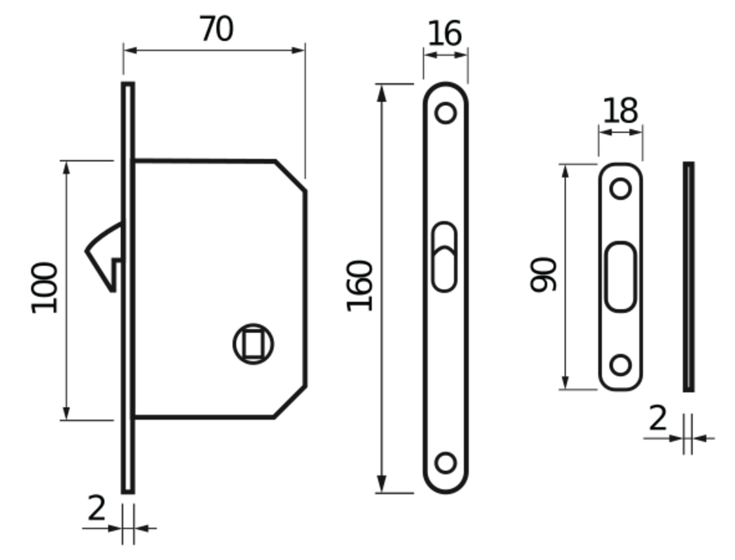 Juego de cerraduras para puertas correderas MINERAL Cuenco redondo